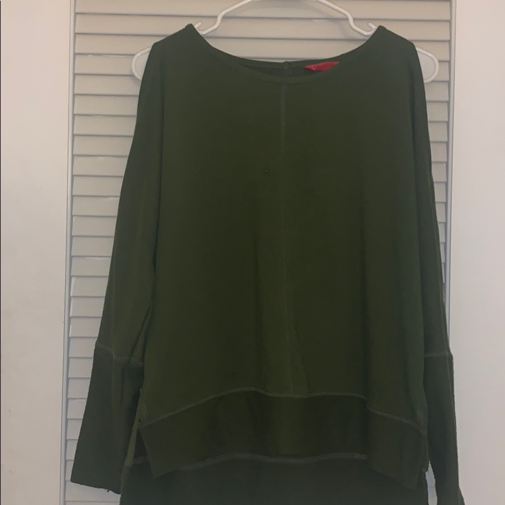 Green open shoulder long sleeve